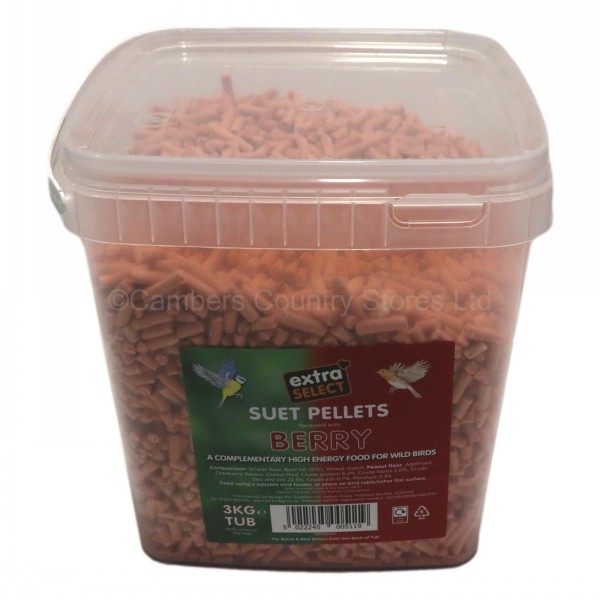 Extra Select Wild Bird Feed Suet Pellets 3L Tub Berry Cambers Country
